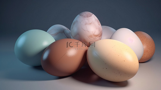 集合美食背景图片_鸡蛋 3d 渲染的集合
