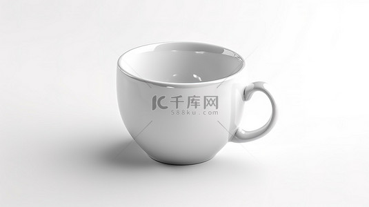 3d 渲染白色背景与空咖啡杯