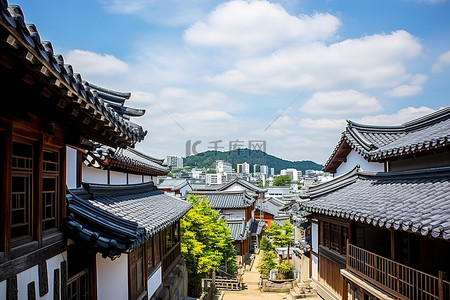 全州韩屋村背景图片_一座由传统建筑和房屋组成的城市