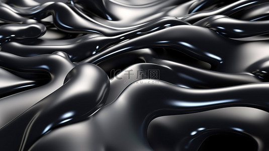 3D 液体抽象渲染中的哑光塑料和黑色橡胶混合