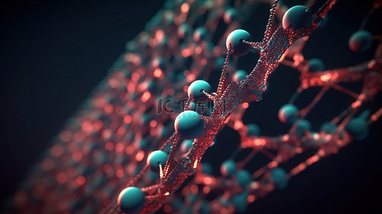 探索生命的组成部分分子链和 DNA 遗传学的 3D 插图