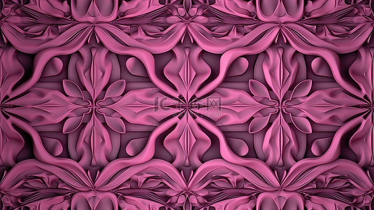 粉红色 3D 插图中的垂直条纹几何装饰图案