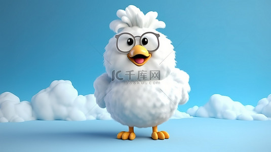 农场鸡背景图片_有趣的 3D 鸡艺术品抓住云符号