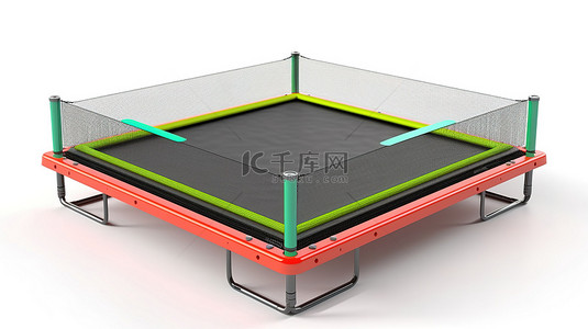 现实的 3d 方形蹦床儿童白色背景隔离