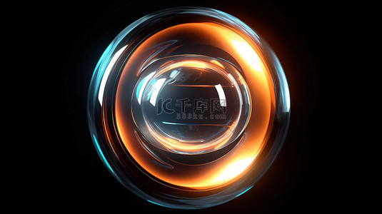 魔圈背景图片_黑色背景上闪闪发光的球，带有神秘球体的发光边框 3D 插图