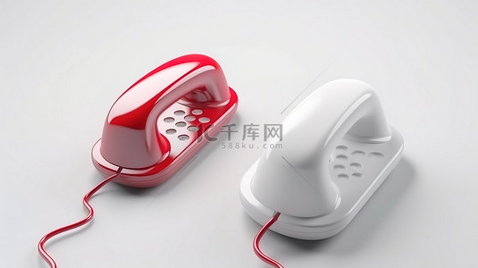 带有 3D 渲染电话图标的白色背景接受拒绝按钮和来电应答拒绝选项