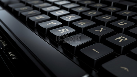 带有收入键的黑色键盘 3D 渲染说明业务和技术协同作用