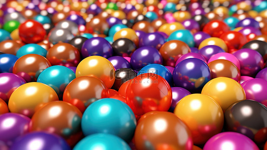 充满活力的彩色球体簇抽象艺术品以 3D 渲染