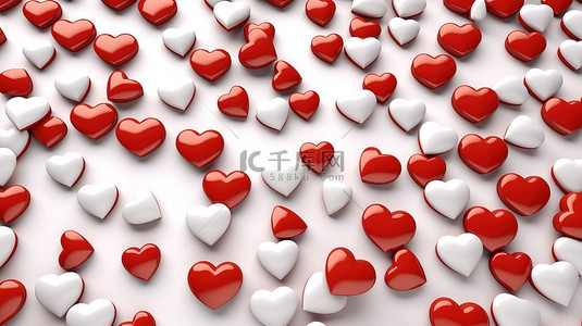 爱的主题背景图片_情人节主题海报横幅或背景的 3D 渲染心形符号