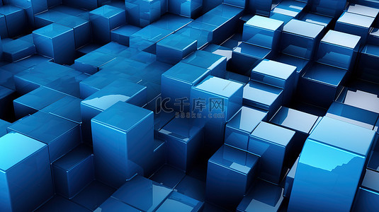 光的背景图片_水平挤压的 3d 蓝色立方体用于插图背景