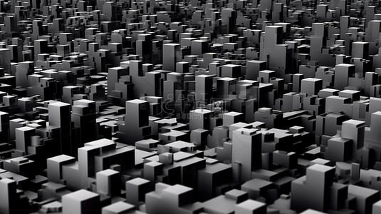抽象黑色城市纹理的 3d 渲染