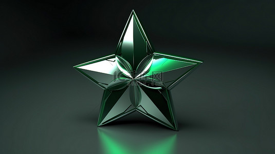 灰色 3D 渲染星形中的祖母绿微光