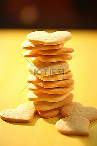白色心背景图片_一堆饼干显示在另一堆饼干的上面