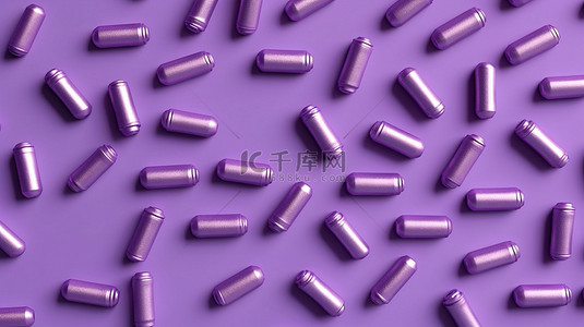 子弹背景图片_在通过 3D 渲染创建的匹配背景上以平躺风格排列的淡紫色子弹