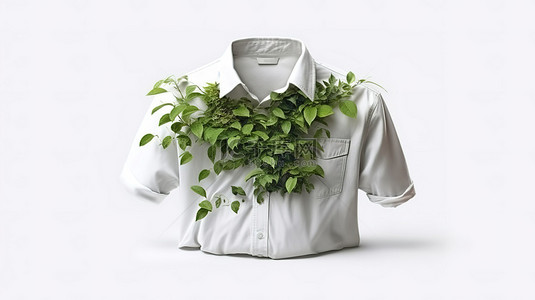 白色背景隔离 3D 渲染中的生态服装概念