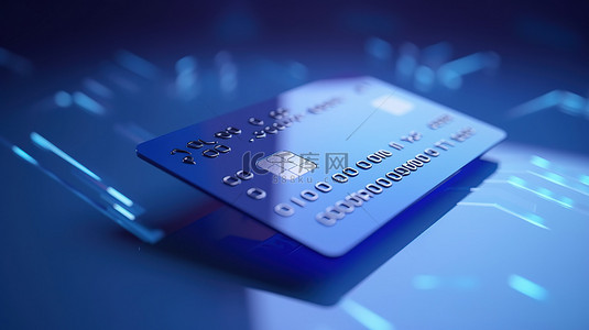 信用卡背景图片_3d 渲染中的蓝色背景信用卡图标