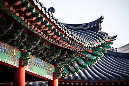 韩国宝塔的屋顶和正面