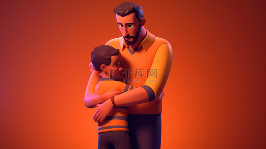 拥抱爱背景图片_拥抱爸爸 3D 表达父亲对儿子的爱