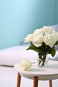 常春藤白色圆桌与玫瑰