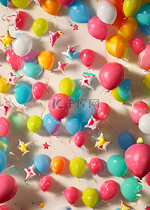 五颜六色的边框背景图片_生日气球粉色可爱背景