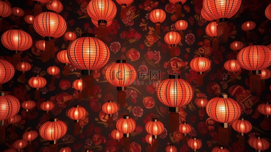 3d 渲染的中国灯笼背景