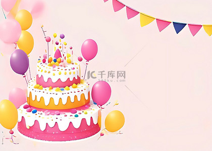 生日聚会粉色彩旗背景