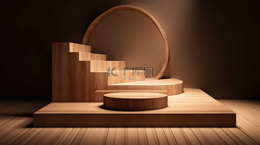 实木背景图片_用于展示 3D 产品的实木讲台