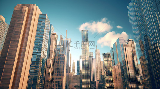 城市ppt背景图片_令人惊叹的 3D 渲染城市天际线设计背景
