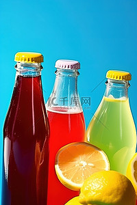 果汁画册背景图片_瓶装柠檬汁照片