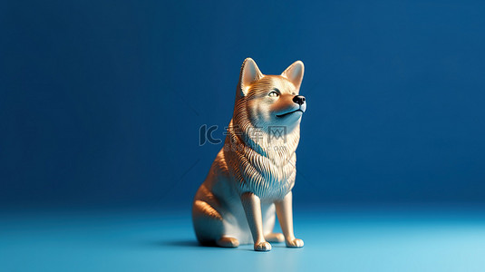 海报狗狗背景图片_数字 shiba inu 在蓝色背景下抓着狗狗币