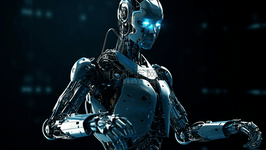 智能蓝色科技感背景图片_机器人科技反光背景