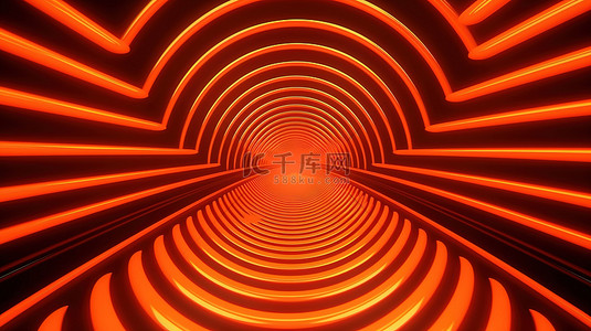 豪华 3D 插图充满活力的霓虹橙色眩晕线设置在迪斯科背景下，非常适合企业和俱乐部模板