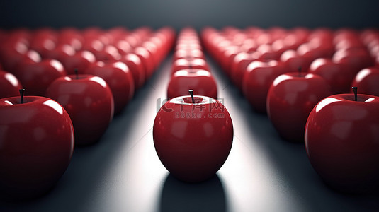 同级领先背景图片_象征性的红苹果在 3D 渲染的领导力概念中领先