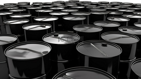油桶背景背景图片_3d 渲染白色背景与黑色油桶