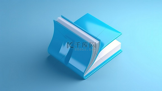 蓝色的书籍背景图片_白色和蓝色背景上的书籍图标的最小 3D 渲染