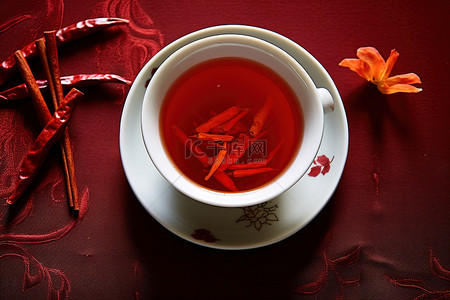 柠檬汁茶背景图片_用生姜和柠檬汁制成的中国红辣椒茶