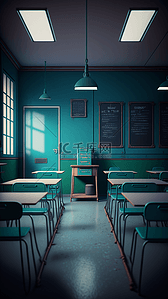 蓝色教室背景图片_学校教室课桌蓝色背景