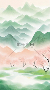 雨水背景图片_清新春天节气立春节气设计图