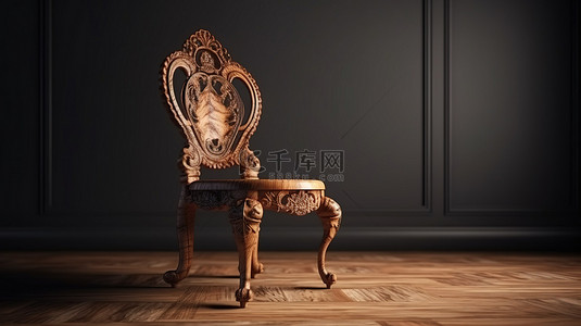 靠背背景背景图片_令人惊叹的 3D 复古橡木椅腿和靠背