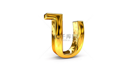 j金箔背景图片_白色背景 3d 渲染字体上具有光泽金属纹理的金色箔小写字母 j