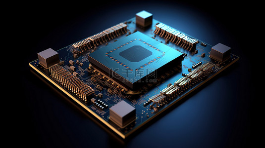 芯片组背景图片_3D 电路渲染中可视化的 CPU 芯片组