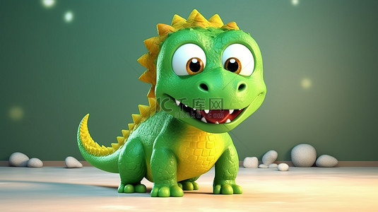 可爱俏皮的 3D 恐龙卡通