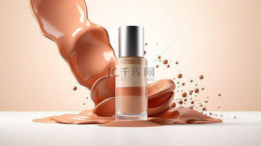 化妆品膏霜瓶背景图片_白色背景上皮肤粉底瓶的 3d 插图