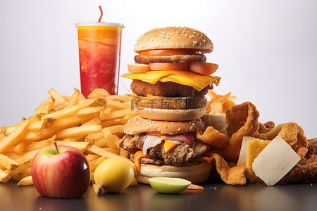 整只背景图片_导致肥胖和心脏病的快餐