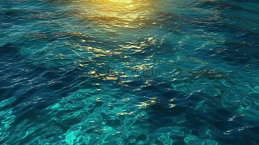 海洋闪闪发光的表面 3d 渲染的鸟瞰图
