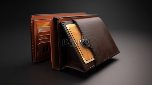 皮革钱包，里面有一个橙色钱包