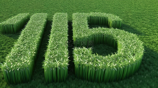 孤立的白色背景，在 3D 渲染中具有 456 个绿草字母
