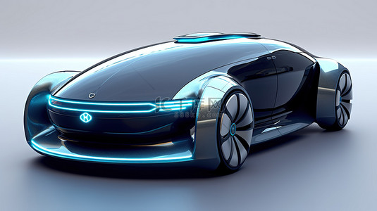 自动驾驶汽背景图片_3D 渲染的自动驾驶汽车是交通的未来