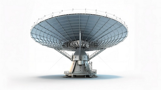 电信诈骗四个背景图片_白色背景上大型卫星天线雷达的 3D 渲染