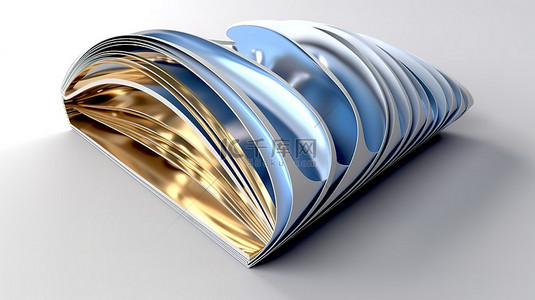 字画封面背景图片_蓝色白色和金色打开的书的 3D 渲染，具有令人惊叹的书脊设计